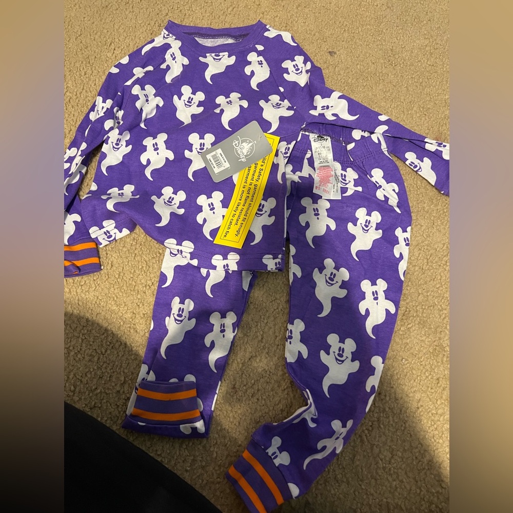 Disney Mickey ghost kids pajamas 3T purple